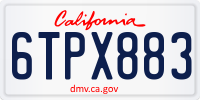 CA license plate 6TPX883