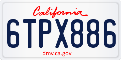 CA license plate 6TPX886