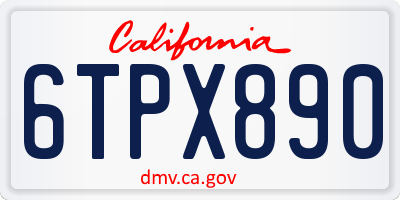 CA license plate 6TPX890