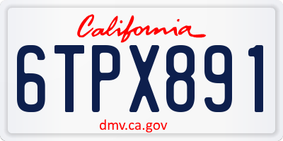CA license plate 6TPX891