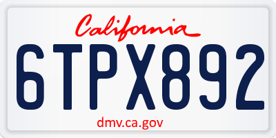 CA license plate 6TPX892