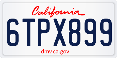 CA license plate 6TPX899