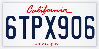 CA license plate 6TPX906