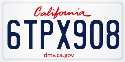 CA license plate 6TPX908