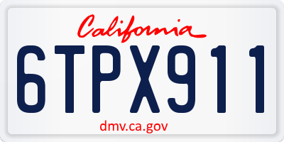 CA license plate 6TPX911