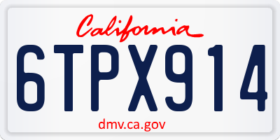 CA license plate 6TPX914