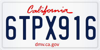 CA license plate 6TPX916