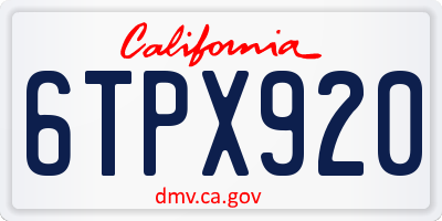 CA license plate 6TPX920