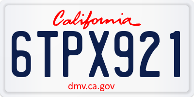 CA license plate 6TPX921