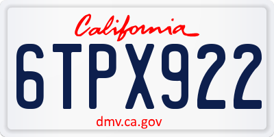 CA license plate 6TPX922