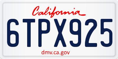 CA license plate 6TPX925