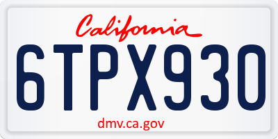 CA license plate 6TPX930