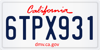 CA license plate 6TPX931