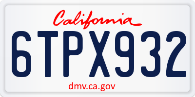CA license plate 6TPX932