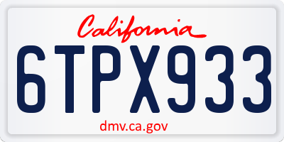 CA license plate 6TPX933