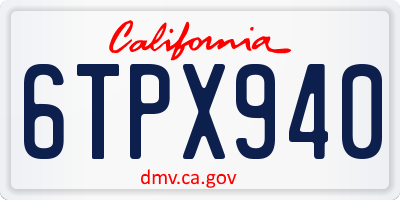 CA license plate 6TPX940