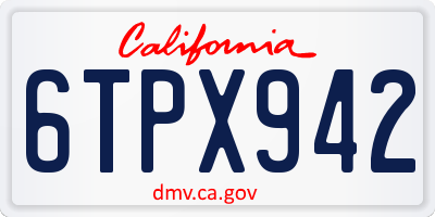 CA license plate 6TPX942