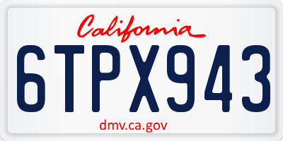 CA license plate 6TPX943