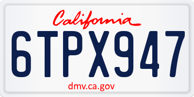 CA license plate 6TPX947