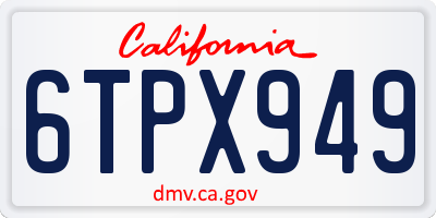 CA license plate 6TPX949