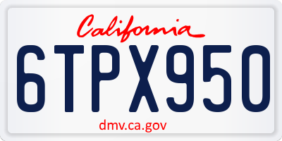 CA license plate 6TPX950