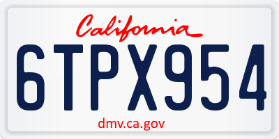 CA license plate 6TPX954