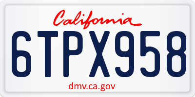 CA license plate 6TPX958