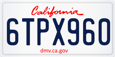 CA license plate 6TPX960
