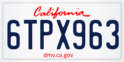 CA license plate 6TPX963