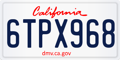 CA license plate 6TPX968