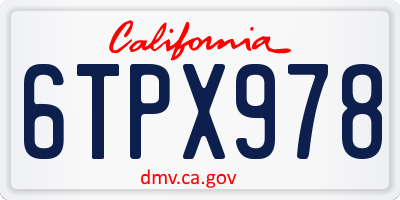 CA license plate 6TPX978