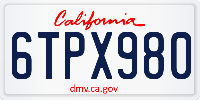 CA license plate 6TPX980