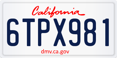 CA license plate 6TPX981