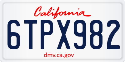 CA license plate 6TPX982