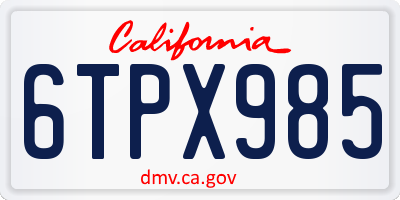 CA license plate 6TPX985