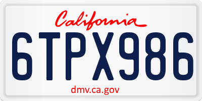 CA license plate 6TPX986