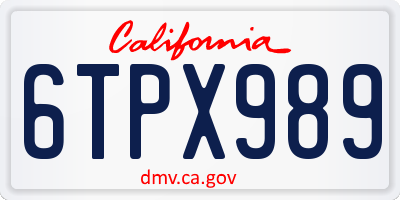 CA license plate 6TPX989