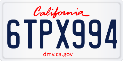 CA license plate 6TPX994