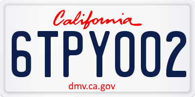 CA license plate 6TPY002