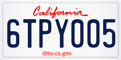 CA license plate 6TPY005