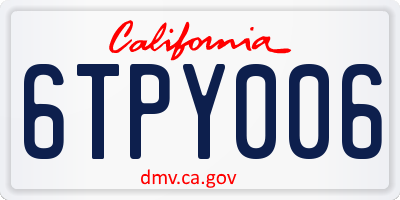 CA license plate 6TPY006