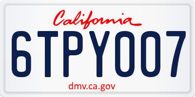 CA license plate 6TPY007