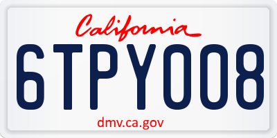 CA license plate 6TPY008