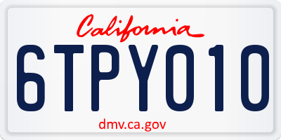 CA license plate 6TPY010