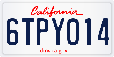 CA license plate 6TPY014