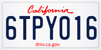 CA license plate 6TPY016
