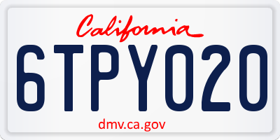 CA license plate 6TPY020