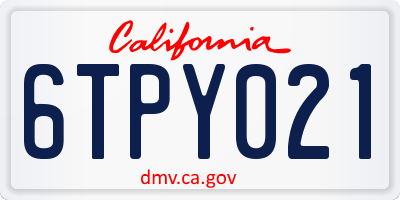 CA license plate 6TPY021