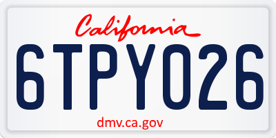 CA license plate 6TPY026