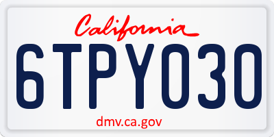 CA license plate 6TPY030